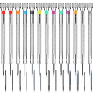 13 pieces micro precision watch screwdriver set small screwdriver kit 0.6-2 mm with 13 extra replace blades watch flathead repair link tool for watch eyeglasses jewelry work electronics repair