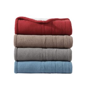 Eddie Bauer - Throw Blanket, Soft & Plush Heated Blanket, Cozy Fleece Bedding with Sherpa Reverse, 5 Heat Setting, Ash