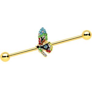 body candy womens 14g plated steel helix cartilage earring red blue green dragonfly industrial barbell 1 1/2