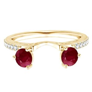 0.25 ctw round ruby gemstone 925 sterling silver two stone stackable ring (yellow gold plated silver, 12)