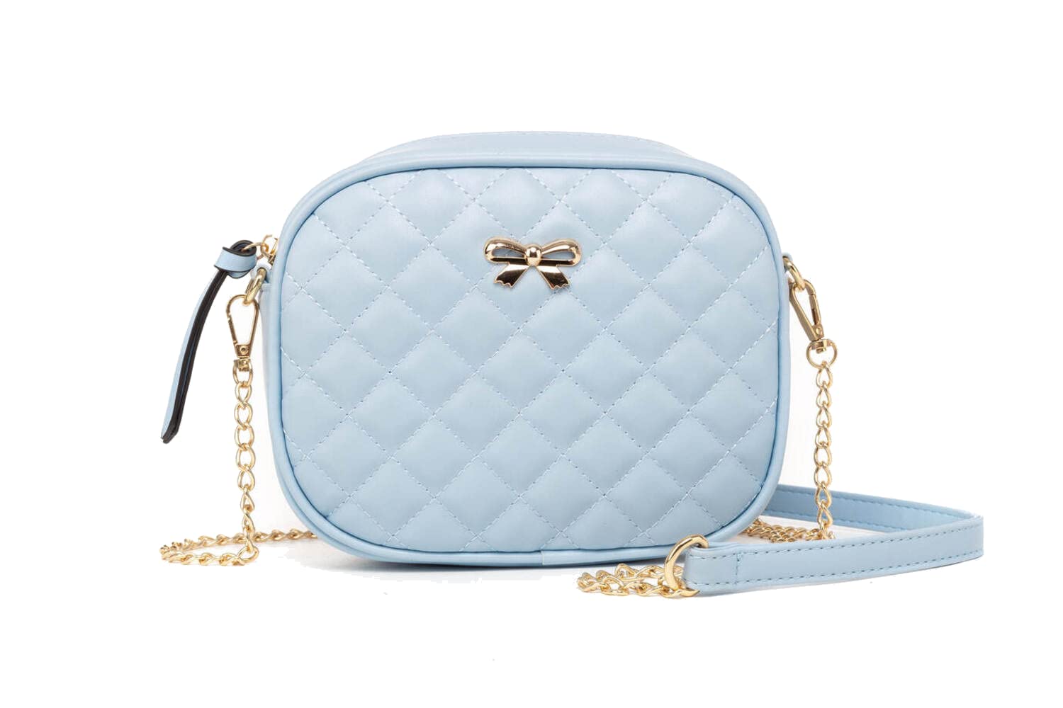 Womens Light Blue Shoulder Crossbody Purse - Girls Cute Small Pocketbook Handbag Quilted Leather Tote Bags Ladies Satchels