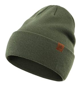 home prefer men's winter hats acrylic knit cuff beanie cap warm daily beanie hat army green