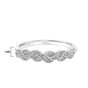 Braided Diamond Anniversary Ring in 925 Sterling Silver 0.04 Cttw (I-J Color, I3 Clarity), Size 8, by Brilliant Expressions