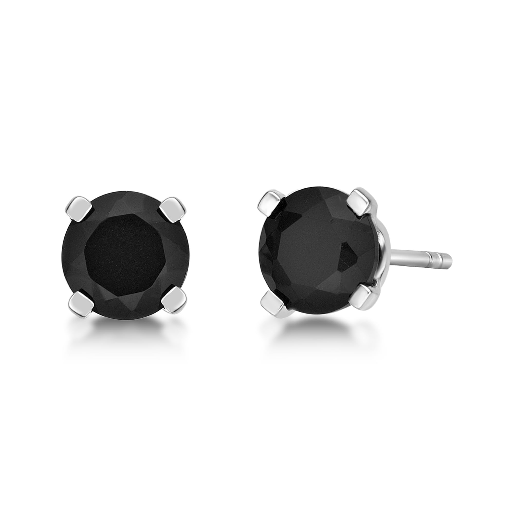 6 mm Black Onyx Round Solitaire Stud Earrings for Women I 925 Sterling Silver Earrings I Push Back Studs December Birthstone Jewelry by Lavari Jewelers