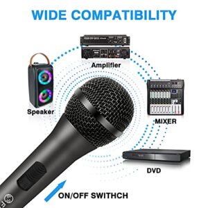 FDUCE Dynamic Vocal Microphone 9.0s, Metal Handheld Corded Microphone with On and Off Switch, Wired Karaoke Mic with 16.4ft XLR Cable for Singing, Speech, Wedding, Class use (Gray)