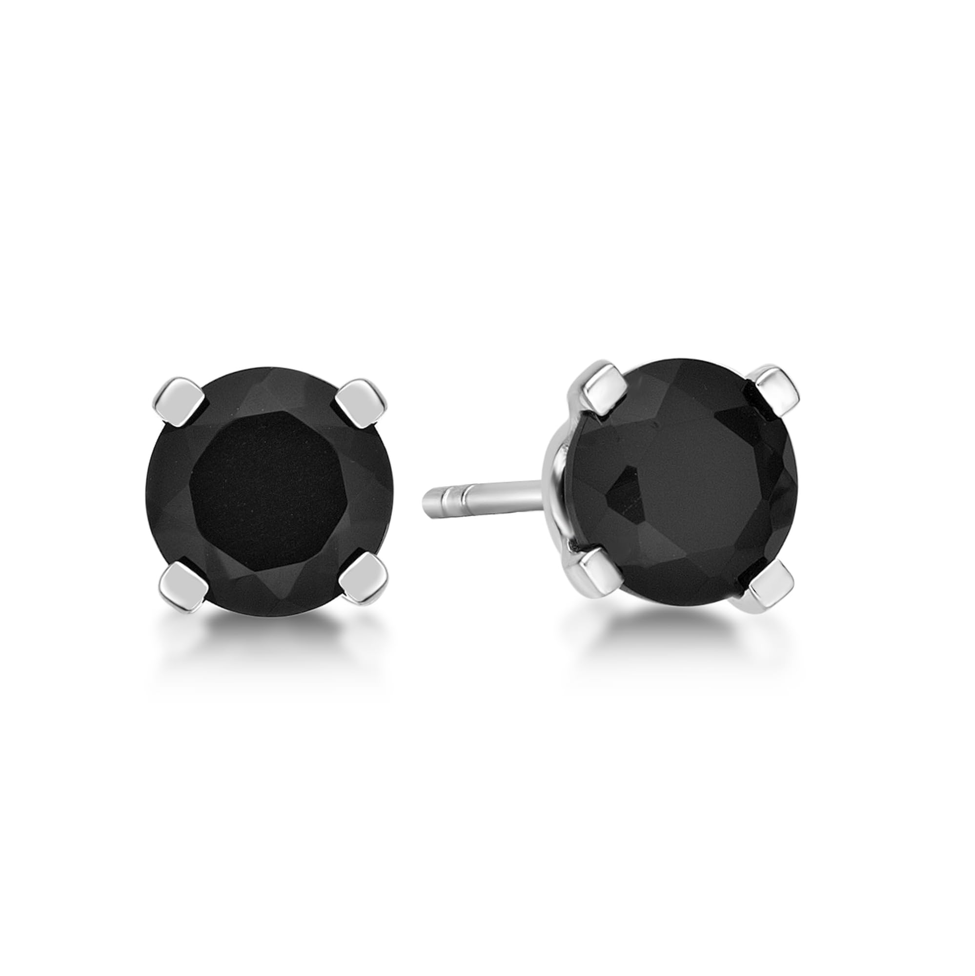 6 mm Black Onyx Round Solitaire Stud Earrings for Women I 925 Sterling Silver Earrings I Push Back Studs December Birthstone Jewelry by Lavari Jewelers