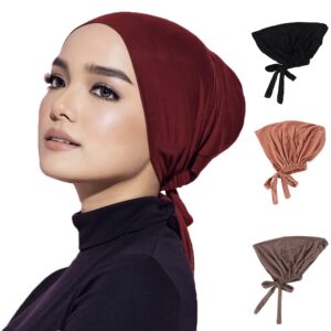 chemo headwear hair cover inner beanies hat - 4 packed solid bandana skull caps for women men (tc071-a1)