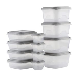 goodcook everyware 24-piece bpa-free plastic food storage containers with lids (set of 12), clear/grey