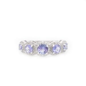 stauer - women's five stone tanzanite ring, whole sizes 10