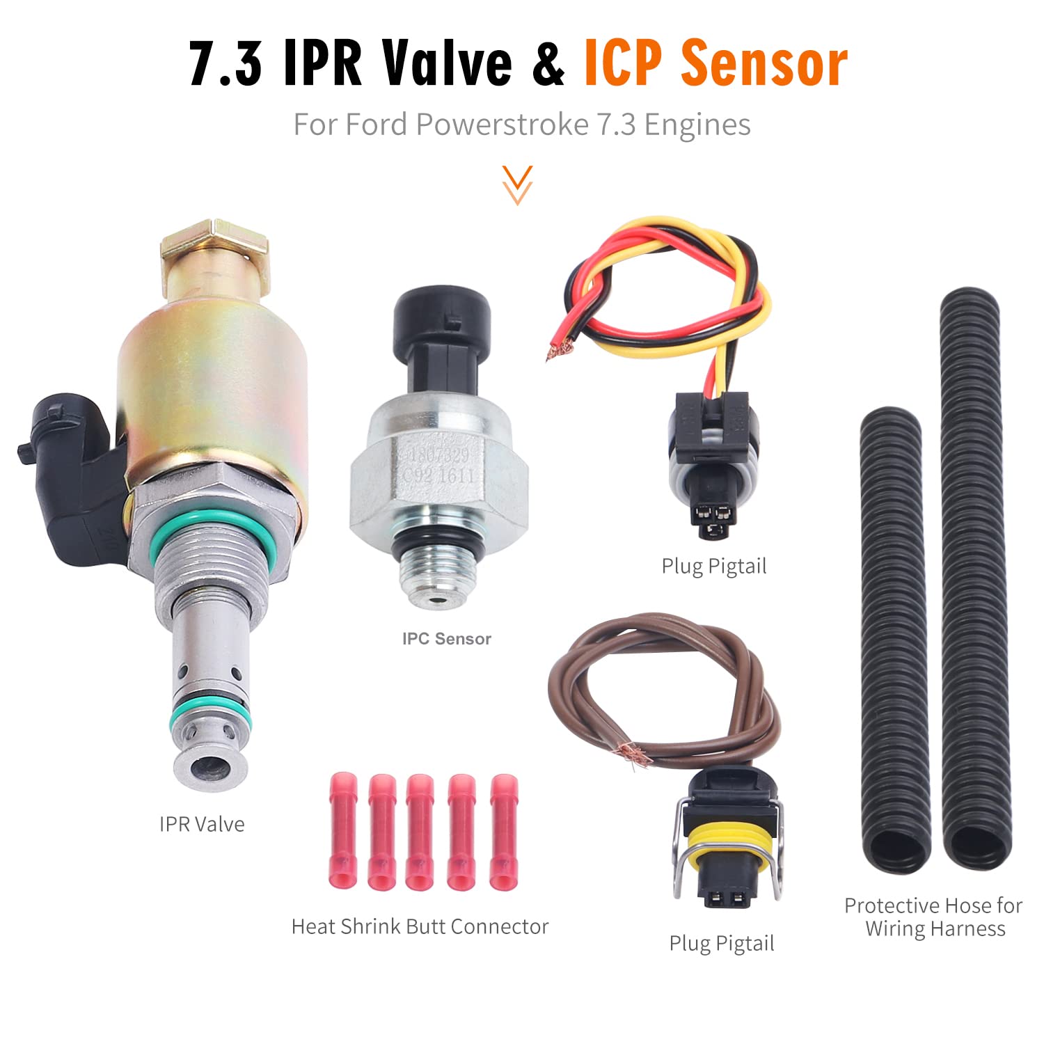 7.3 IPR Valve Injector Pressure Regulator & ICP Control Sensor with Pigtail Compatible with Ford F250 F350 F450 F550 Super Duty E350 E450 E550 Excursion F650 F750 F81Z9C968AA 1829856C91 1841217C91