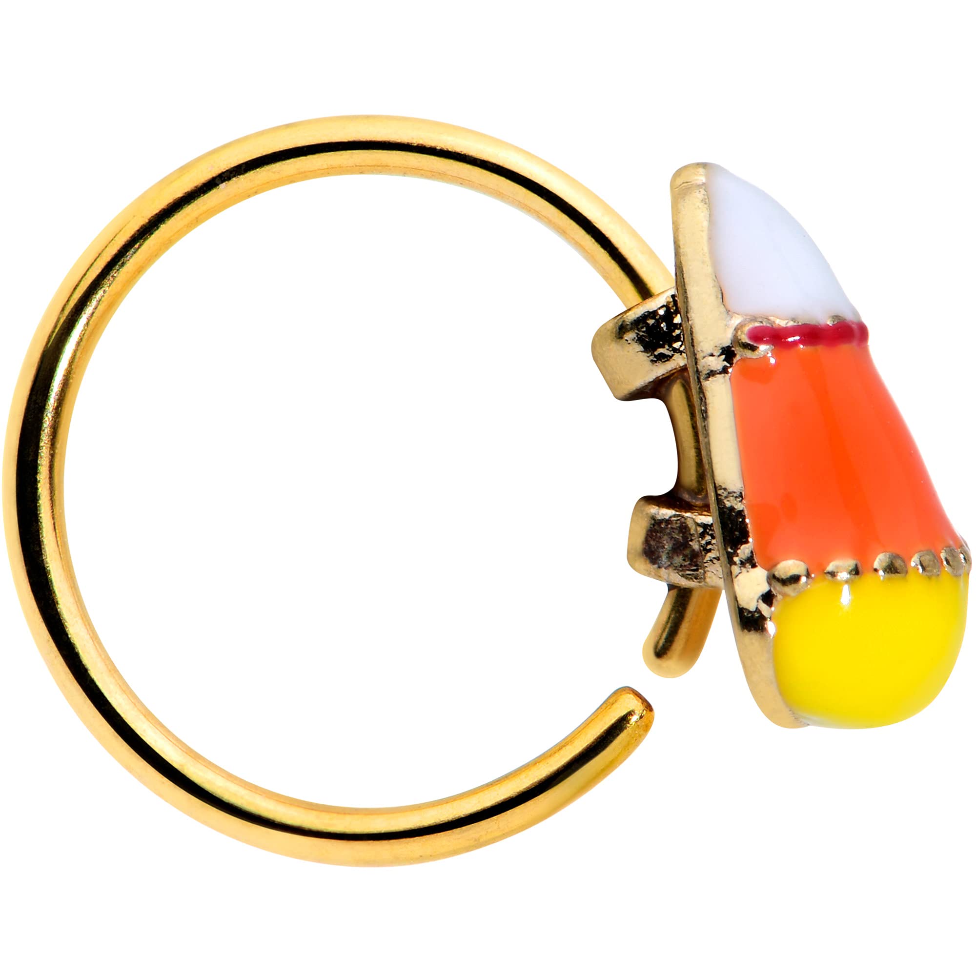 Body Candy Womens 20G PVD Stainless Steel Nose Ring Candy Corn Nose Hoop Ring Circular Nose Ring 5/16”