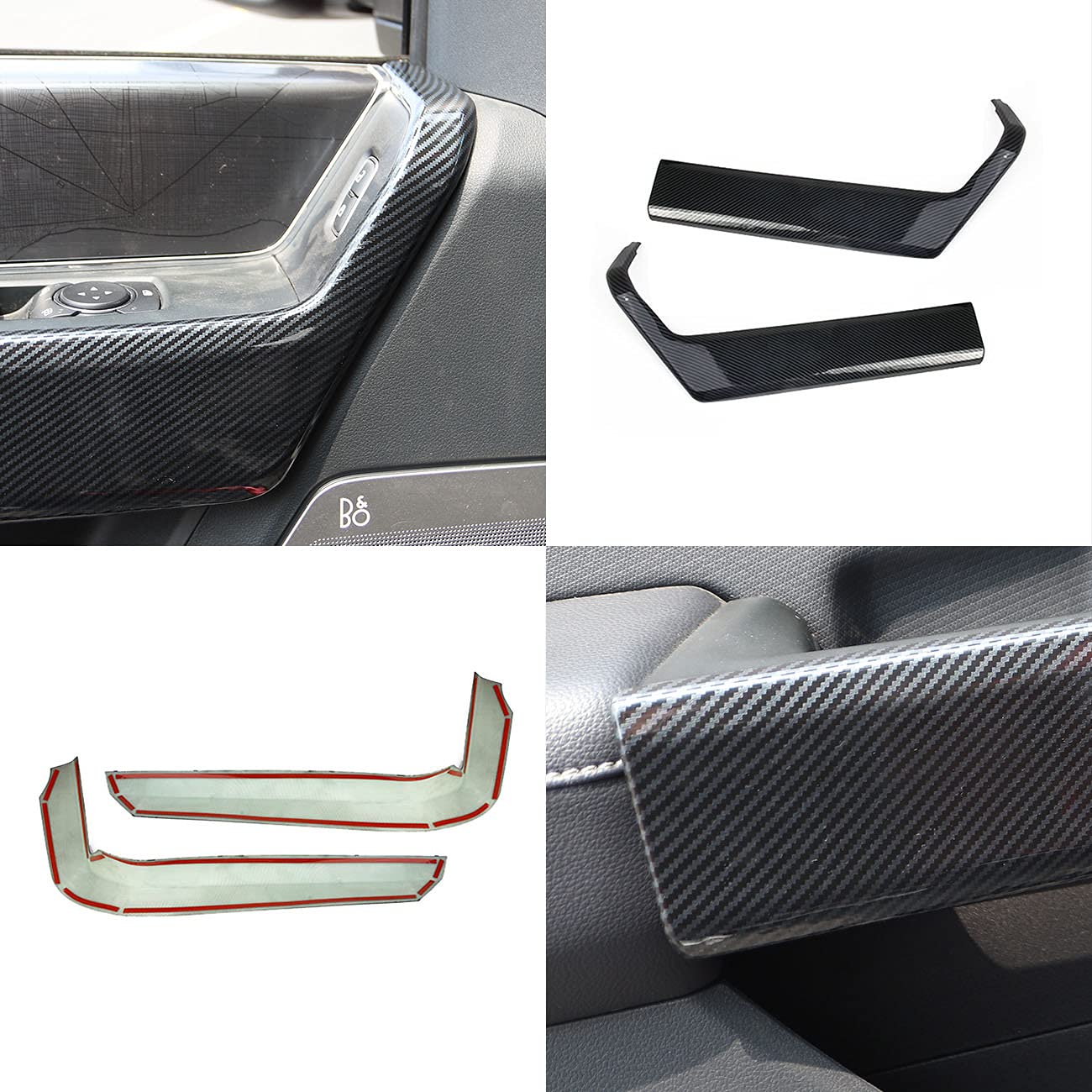 Korlot Carbon Fiber Interior Door Handle molding Cover Trims for Ford F150 2021+ for 2023 F250 F350 Super Duty(Front Door)