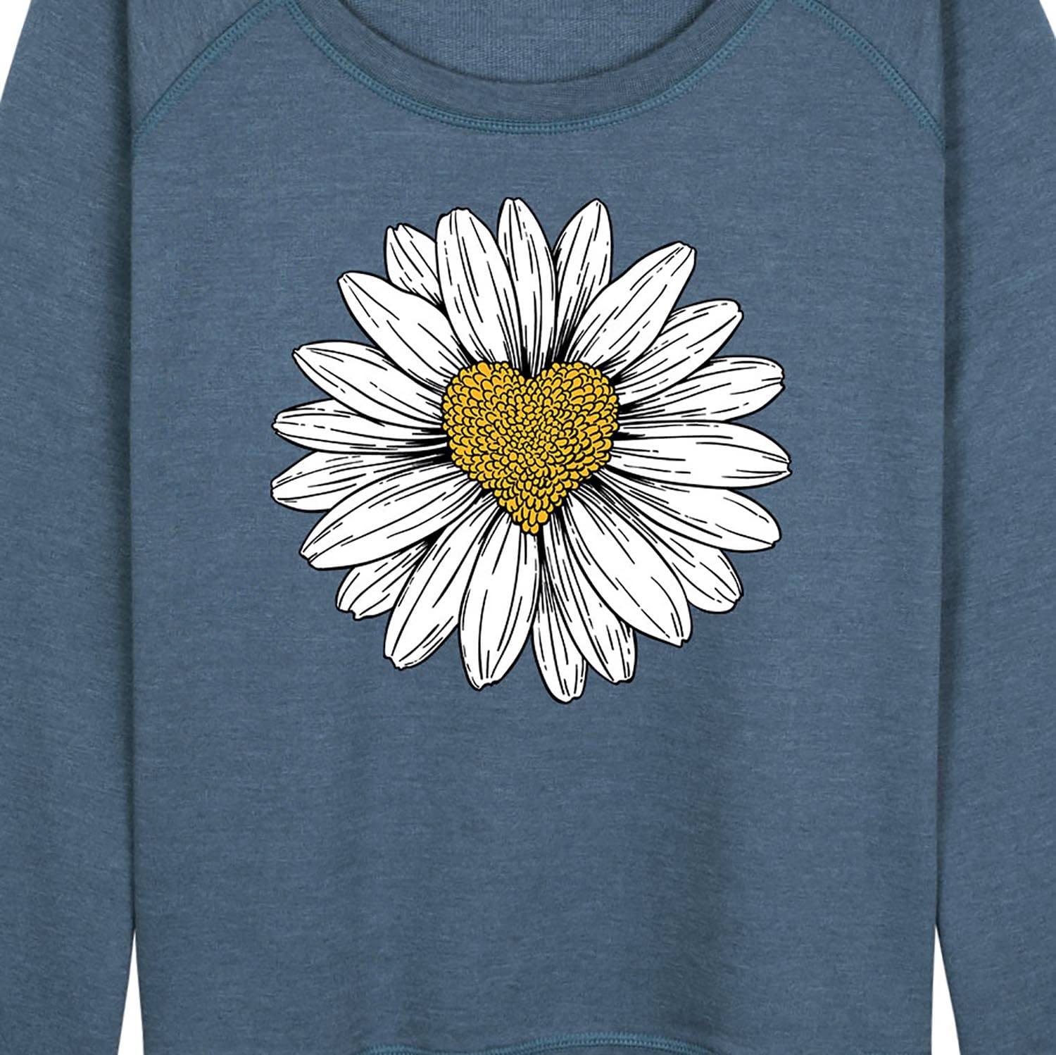 Instant Message - Daisy Heart Drawing - Women's Lightweight French Terry Pullover - Size 4X Heather Blue