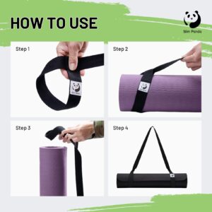 Slim Panda Yoga Mat Straps for Carrying,Adjustable Yoga Mat Carrier, Yoga Mat Sling(Yoga Mat Not Included)(Black)