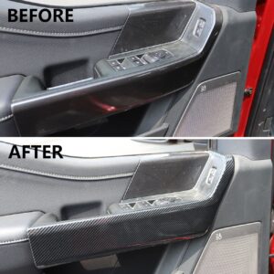 Korlot Carbon Fiber Interior Door Handle molding Cover Trims for Ford F150 2021+ for 2023 F250 F350 Super Duty(Front Door)