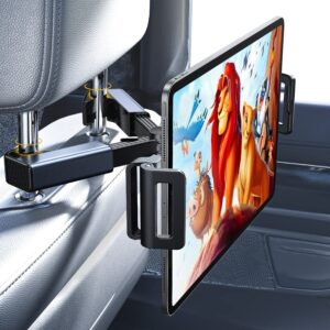 LISEN Tablet iPad Holder for Car Mount Headrest Must Have, iPad Car Holder Back Seat Travel Accessories Long Road Trip Essentials for Kids Adults Fits All 4.7-12.9" Devices & Headrest Rod