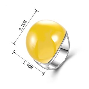 Zyoenxl Big Red Semi-Precious Stone Ring for Female opal Anillos Accessories Ring (Yellow, 9)