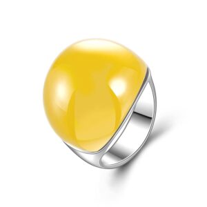 zyoenxl big red semi-precious stone ring for female opal anillos accessories ring (yellow, 9)