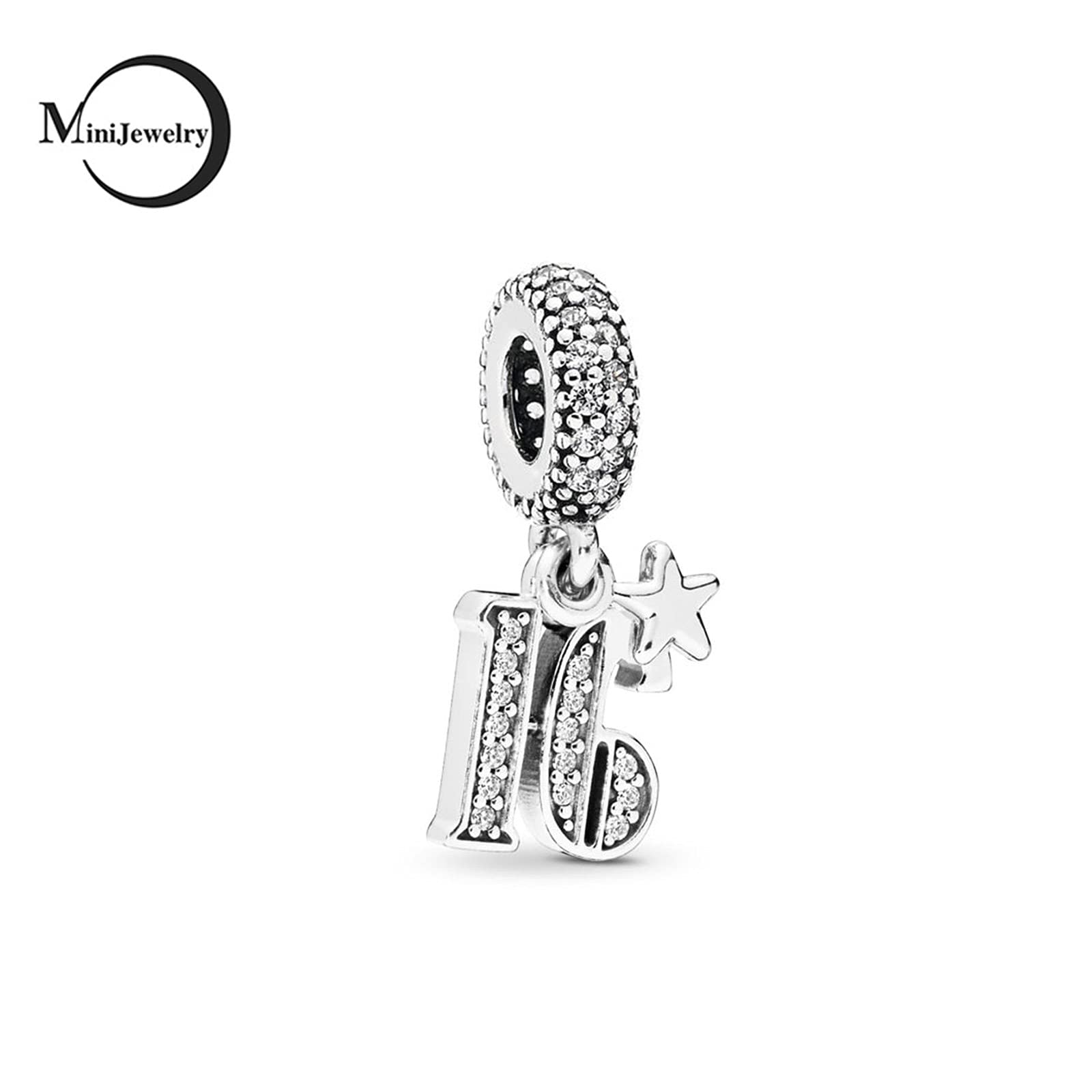 MiniJewelry Sweet 16th Birthday Celebration Charm Compatible with Pandora Bracelets Women Anniversary Wife Daughter Sister Friends Family Christmas