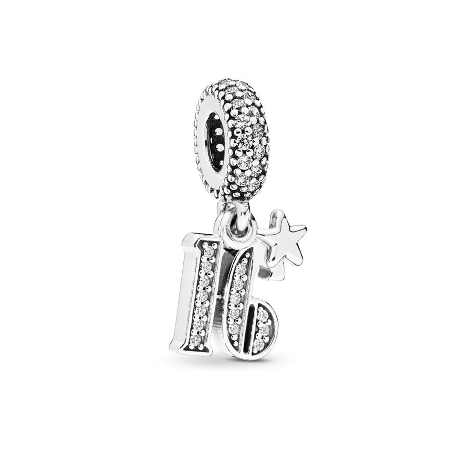 MiniJewelry Sweet 16th Birthday Celebration Charm Compatible with Pandora Bracelets Women Anniversary Wife Daughter Sister Friends Family Christmas