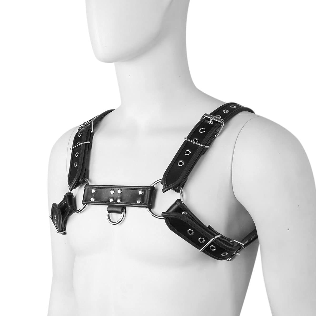 QUYUWOWO Harness for Man Adjustable Leather Harness Body Chest Half Harness Punk Belt Clubwear Costume