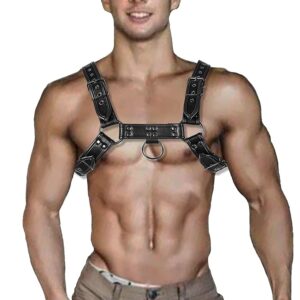 quyuwowo harness for man adjustable leather harness body chest half harness punk belt clubwear costume