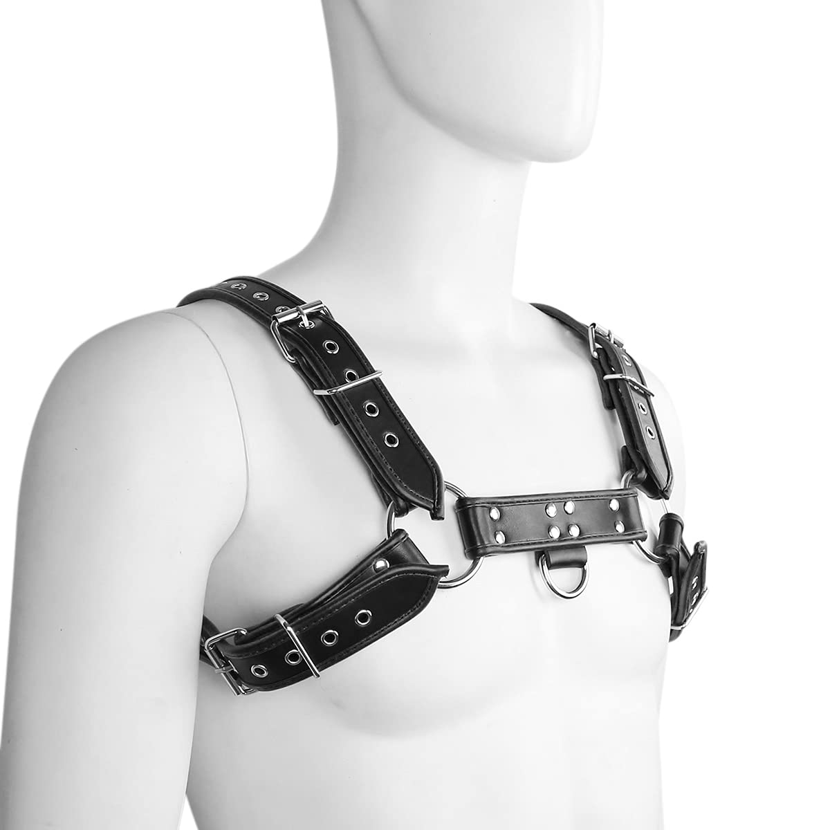 QUYUWOWO Harness for Man Adjustable Leather Harness Body Chest Half Harness Punk Belt Clubwear Costume