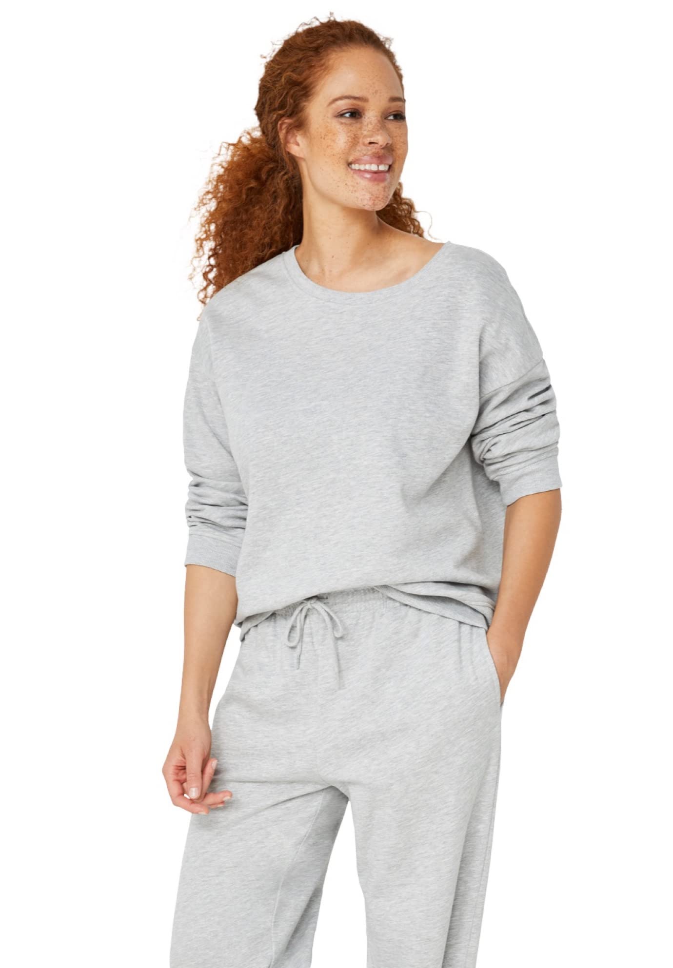 Ellos Women's Plus Size Boxy Fleece Sweatshirt - 22/24, Heather Grey