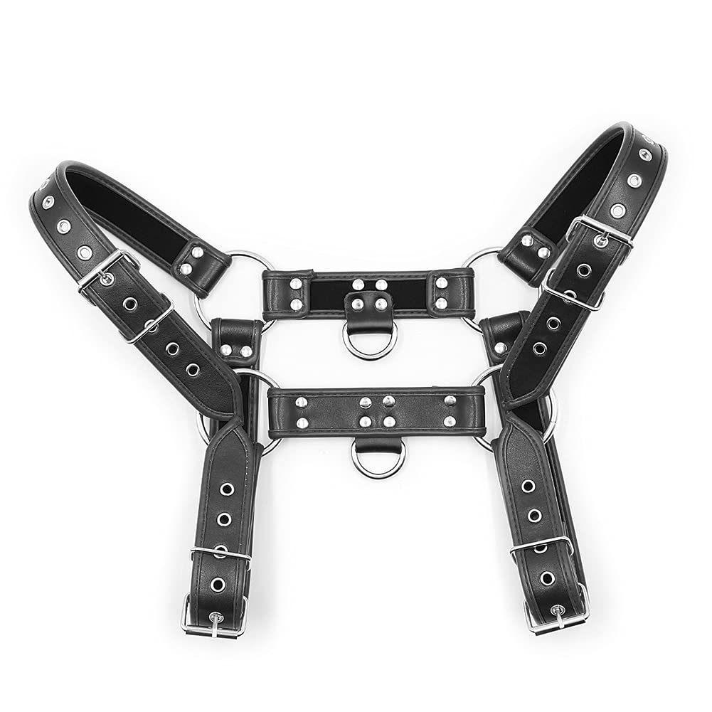 QUYUWOWO Harness for Man Adjustable Leather Harness Body Chest Half Harness Punk Belt Clubwear Costume