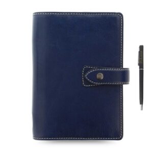 filofax malden personal navy leather organizer agenda calendar bundle with diloro ballpoint pen (navy 2022 with pen, personal paper size 6.73'' x 3.74''), 028614-22-dlp