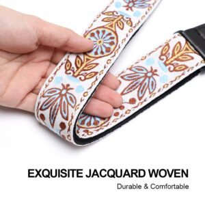 Ukulele Strap No Drill, IHOBOR Adjustable Double J Hook Uke Shoulder Strap, Premium Jacquard Dandelion Clip on Ukelele Strap, Easy to Use and Fit Most Standard Uke Sizes