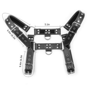 QUYUWOWO Harness for Man Adjustable Leather Harness Body Chest Half Harness Punk Belt Clubwear Costume