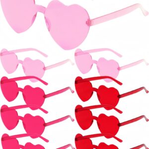 ZHANGBY 9 Pairs Heart Sunglasses Trendy Transparent Candy Color Party Hot Pink Glasses