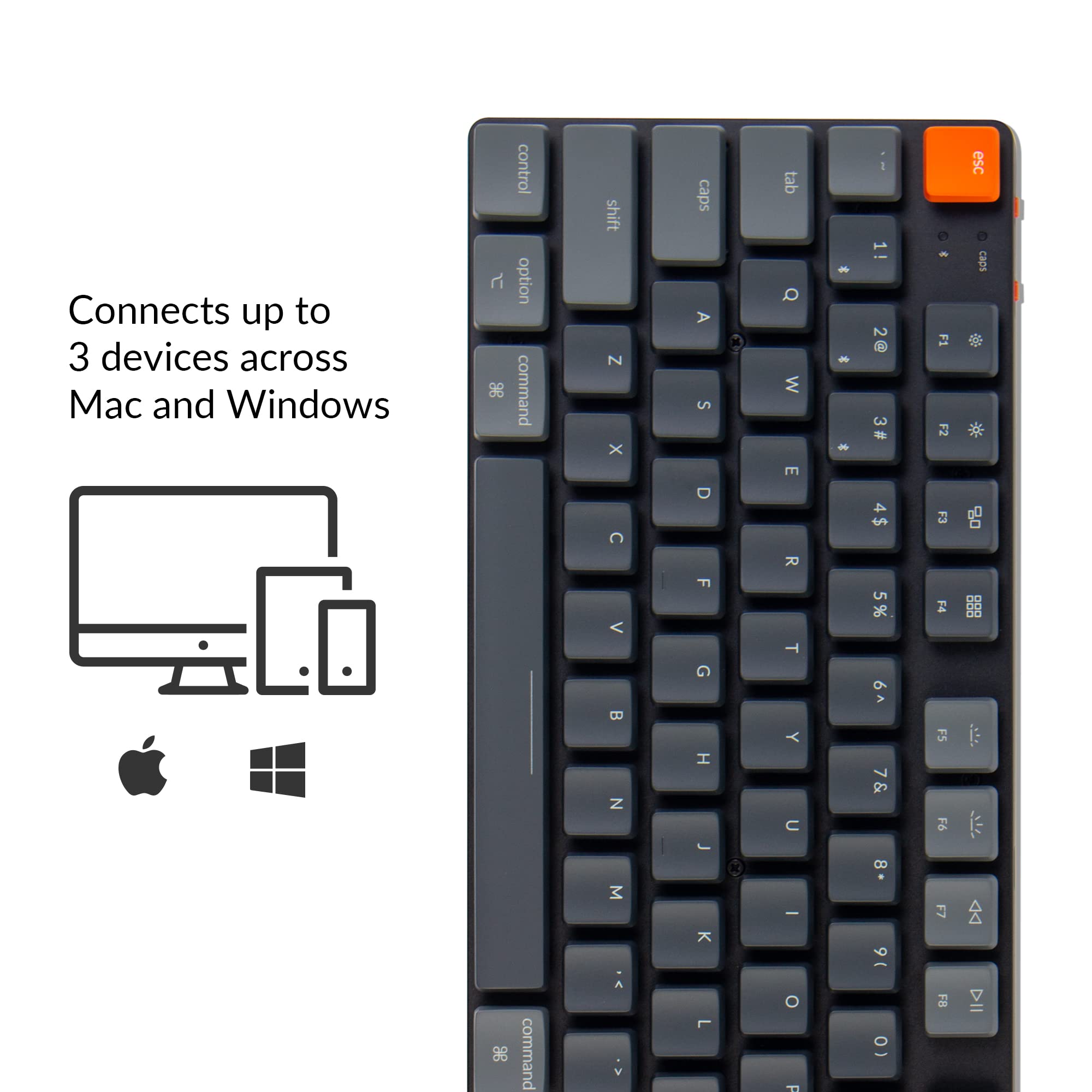 Keychron K1 SE, 87 Keys Ultra-Slim Wireless Bluetooth/USB Wired Mechanical Keyboard with RGB LED Backlit, Low-Profile Gateron Mechanical Brown Switch Compatible with Mac Windows