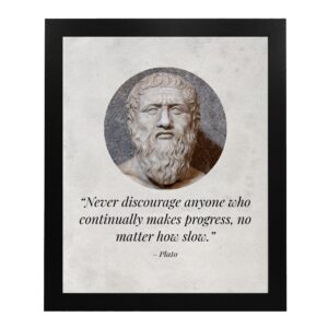 Never Discourage Anyone - Plato Quotes Wall Art Poster, This Motivational Wall Decor Is An Ideal Inspirational Art For Home Decor, Bedroom Decor, or Man Cave Room Decor Aesthetic, Unframed - 8x10