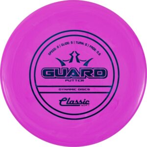 Dynamic Discs Classic Soft Guard Disc Golf Putter | 170g Plus | Throwing Frisbee Golf Putter | Superior and Consistent Glide | Neutral Flying Disc Golf Putter | Stamp Color Will Vary (Pink)