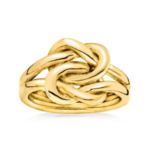 ross-simons italian 18kt gold over sterling love knot ring. size 6