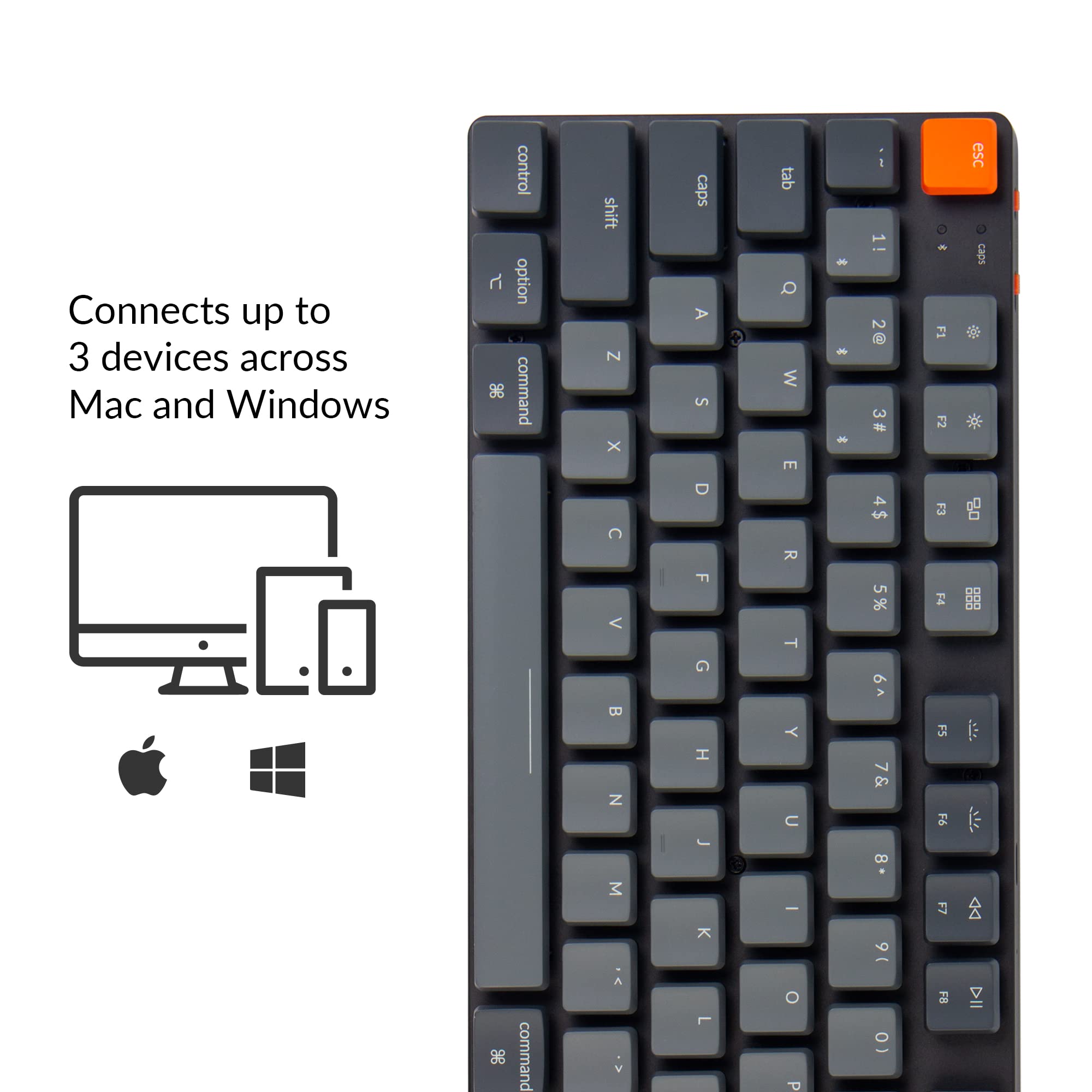 Keychron K1 SE, 87 Keys Ultra-Slim Wireless Bluetooth/USB Wired Mechanical Keyboard with White LED Backlit, Hot Swappable Low-Profile Gateron Mechanical Brown Switch Compatible with Mac Windows