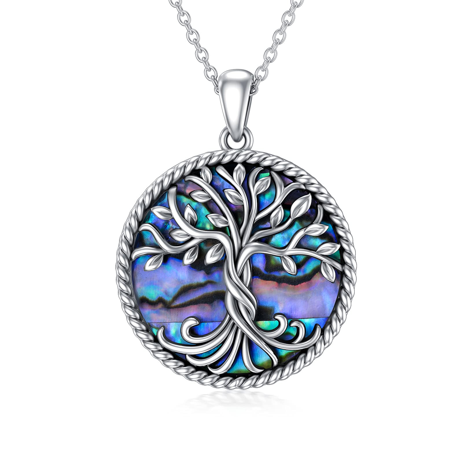 TOUPOP Christmas Gifts for Women Tree of Life Necklaces 925 Sterling Silver Abalone Shell Family Tree Pendant Necklace Jewelry Gifts for Women Friends Mom Birthday