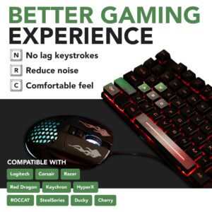 Dragon Grips Gaming Keyboard Grips, 35 Pcs Clear Keyboard Grip Stickers, Fits for All Mechanical Keyboards, Backlit Keycaps, and Self-Adhesive Rubberized Gaming Mouse Grip Tape for Razer & Logitech