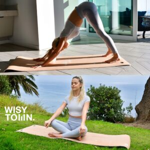 WISYTOWN Yoga Cork Mat Ecofriendly: Beautiful Organic Yoga Mat Extra Long and Wide. Anti slip yoga mat,Fitness mats,Hot Yoga 72"x24"x6mm