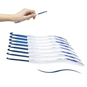 Coopay 12PCS Warm Crochet Hooks Plus & 8PCS Blue Porcelain Pattern Ergonomic Handle Crochet Needles, Crochet Kit Crochet Hook Set Ergonomic Soft Grip Crochet Needles Ideal Knitting Crochet Supplies