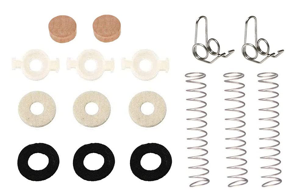 Jiayouy 16Pcs Trumpet Valve Spring Felt Washers Cork Pad Set Trumpet Valve Replacement Parts