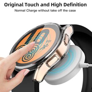 GEAK 3 Pack Compatible with Samsung Galaxy Watch 4 Screen Protector/Galaxy Watch 5 Case 40mm,Soft Flexible TPU Plated All-Around Cover Case for Samsung Watch 5/4 Smart Watch 40mm Black/Clear/Rose Gold