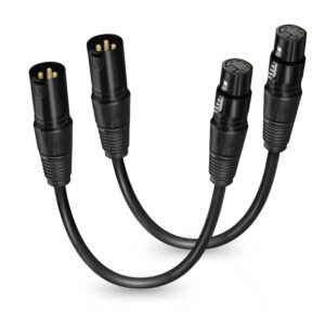 hosongin 3 pin xlr male to 5 pin xlr female dmx adapter cable for microphone dmx dmx512 stage lighting turnaround, length 12 inch /1 foot, 2 pack