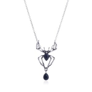 MIFYNN Vintage Gothic Spider Necklace Halloween Crystal Spider Pendant Necklace Punk Style Reptile Animal Jewelry for Woman (Black)