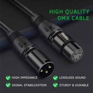 HOSONGIN 3 Pin XLR Male to 5 Pin XLR Female DMX Adapter Cable for Microphone DMX DMX512 Stage Lighting Turnaround, Length 12 inch /1 Foot, 2 Pack