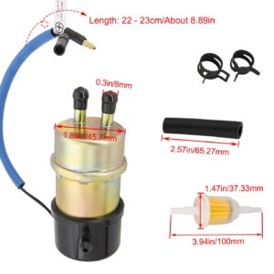 49040-1055 Electric Fuel Pump 12V for Kawasaki Mule Fuel Pump KAF620 Replaces for Kawasaki Mule 3010 3000 3020 2500 2510 2520 1000 (8mm In/Outlet), Mule Fuel Pump