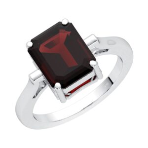 tishavi 3.60 cts garnet ring for women sterling silver, octagon ring for women sterling silver, sterling silver ring size 10