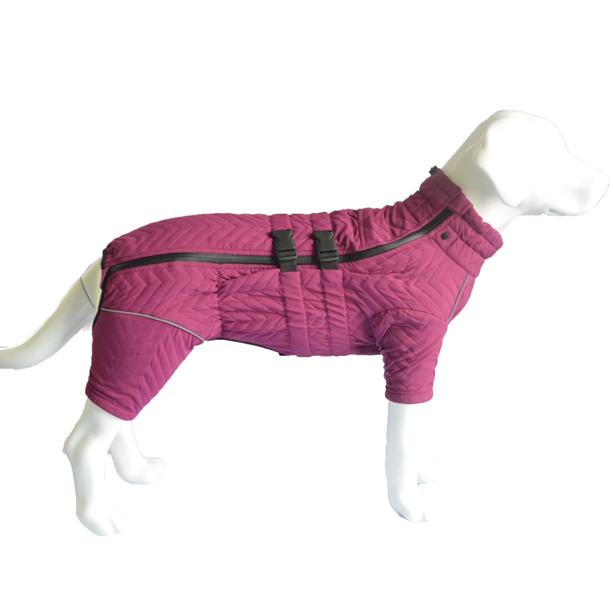 Warm Dog Coat Double Layers Dog Vest, 4 Legs Covered Windproof Waterproof Reflective Warm Dog Vest Outdoor Skating Dog Costume for Small Medium Large Dogs Purple XXL